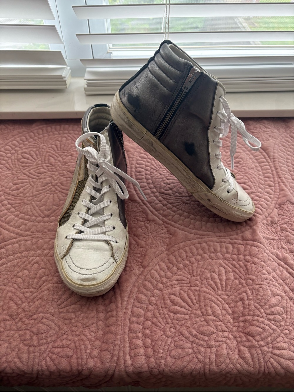 Golden Goose Slide High-Top Sneakers with Side Zipper